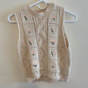 zara embroidered sweater vest
